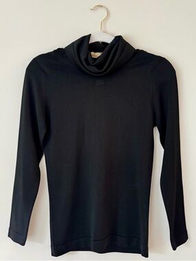 Vintage Givenchy Sport Embroidered Logo Turtleneck Long Sleeve Top, Black